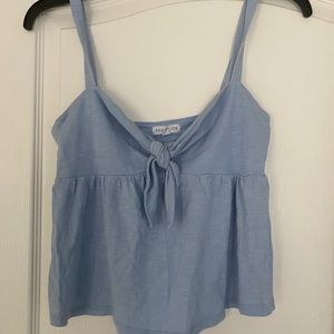 Blue tie in front tank top